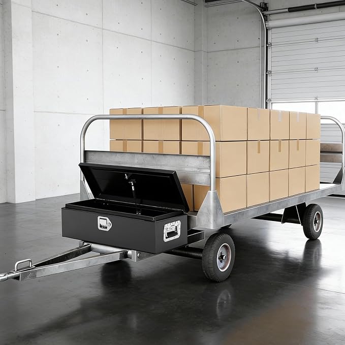 Heavy Duty Steel Metal Tool Box 39" for Truck Bed, Locking Plate Crossbed Storage Chest with Gas-Strut Assisted Lid, Weather-Resistant Truck Bed Tool Box for Pickup, Trailer, RV