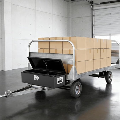 Heavy Duty Steel Metal Tool Box 39" for Truck Bed, Locking Plate Crossbed Storage Chest with Gas-Strut Assisted Lid, Weather-Resistant Truck Bed Tool Box for Pickup, Trailer, RV