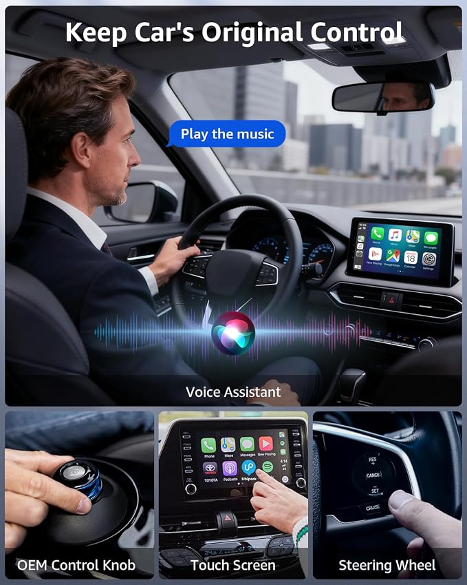 Wireless CarPlay Adapter, 2026 Upgraded Enhanced 50% Smaller, Convert Wired to CarPlay Wireless, Plug & Play Adapter, Fast Auto-Connect, No Latency, Compact Design for Apple iPhone iOS 10+