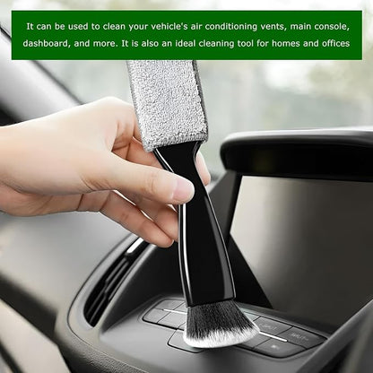 2 PCS Double Head Brush for Car Cleaning, 2 in 1 Soft Bristles Auto Interior Dust Cleaner Air Vent Detailing Brush, Portable Double-Ended Dashboard Cleaning Tool for Most Vehicles
