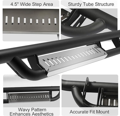 Running Boards Compatible with Ford Ranger 2019-2025 Super Crew Cab 4 Full Size Doors Stainless Steel Paintable Side Steps Fit for Ranger Non-Slip Rails Step Nerf Bar Truck Pickup Rock Sliders