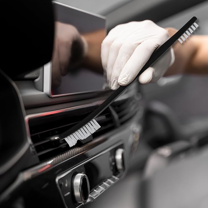 Nanoskin Dual-Purpose Toothbrush-Style Detail Brushes, 6-Pack - Precision Nylon Bristles for Automotive Cleaning, Ergonomic 7-Inch Handle, Ideal for Detailed Car Interior & Exterior, Professional Use