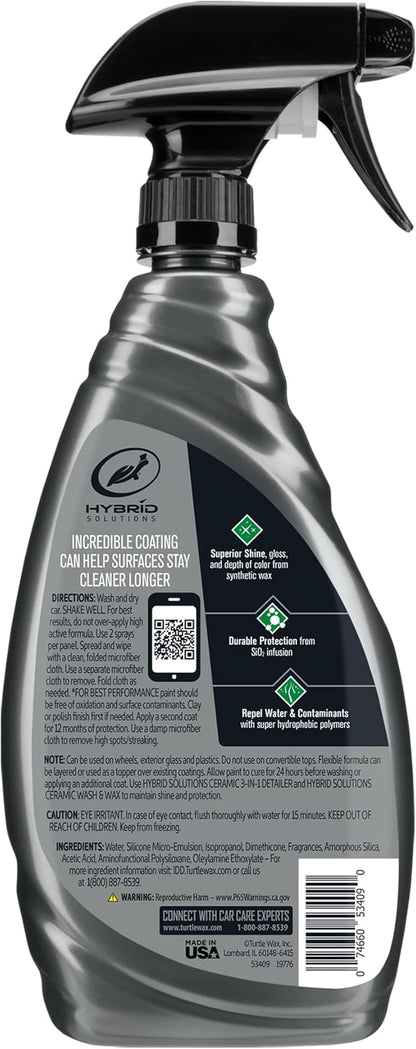 Turtle Wax Hybrid Solutions Ceramic Spray Coating, High Shine Car Wax, Offers Durable Paint Protection, Extreme Water Beading Action, Safe for Glass, Wheels, Trim and More, 16 oz (Pack of 2)