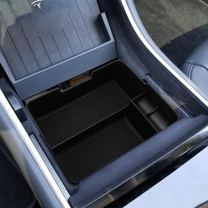DNA Motoring Center Console Organizer Tray Compatible with 17-19 Tesla Model 3, Armrest Storage Box, ZTL-Y-0070
