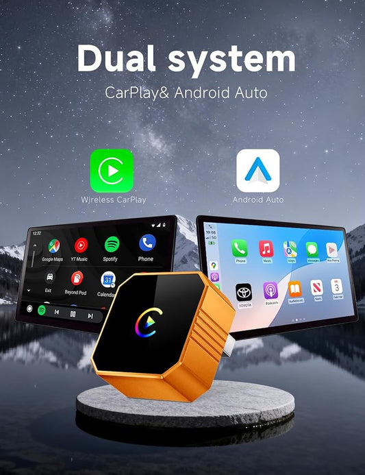 Wireless CarPlay Adapter for iPhone, Upgraded Car Play Wired to Wireless for Apple CarPlay & Android Auto, Plug & Play Auto-Reconnect Zero Lag, Compatible with iOS 10+ Android 11+, 2016+ Cars