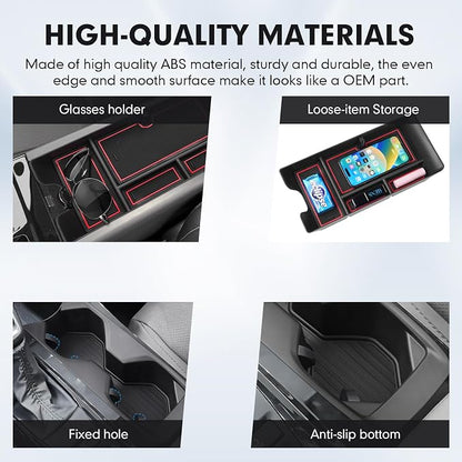 Autorder Center Console Organizer&Cup Holder for 2025-2026 Toyota Camry XV80 Accessories Armrest Storage Box with Durable Cup Holder Insert Tray Middle Console Organizer with Anti-Slip Mat