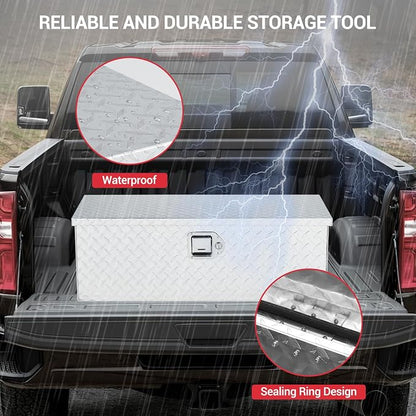 GarveeTech 30 in Aluminum Truck Tool Box, Truck Bed Storage Box with Security Lock and Wider Handles, Heavy Duty Waterproof Tool Box Organizer Chest for Pick Up Truck Rv Trailer - Silver