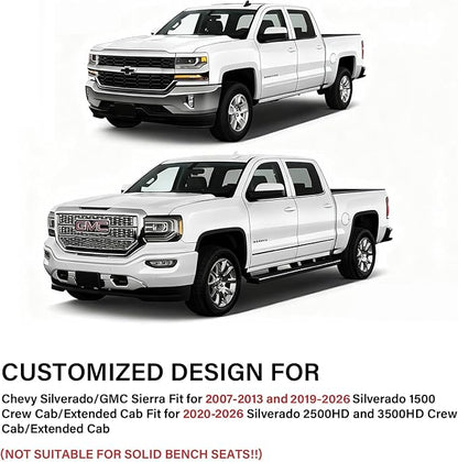 Coverado Chevy Silverado Seat Covers, Faux Leather Seat Covers Fit for Chevy Silverado GMC Sierra 2007-2026 1500, 2015-2026 2500HD 3500HD Crew Double Extended Cab (Front,Blueline)
