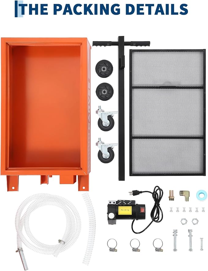 Garvee 25 Gallon Oil Drain Pan, 110V Waste Oil Drain Pan for Oil Change, Steel, 8-8.2 ft Hose& Folding Handle&Rolling Cart, Heavy Duty for Trucks,Orange