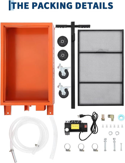 Garvee 25 Gallon Oil Drain Pan, 110V Waste Oil Drain Pan for Oil Change, Steel, 8-8.2 ft Hose& Folding Handle&Rolling Cart, Heavy Duty for Trucks,Orange