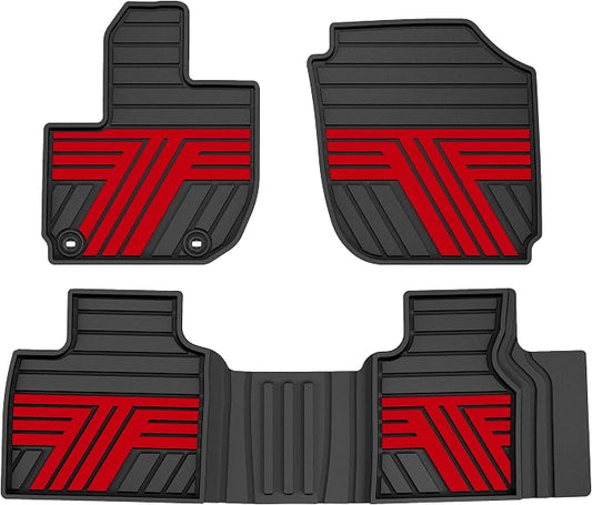 Floor Mats Fit for Honda HRV 2016 2017 2018 2019 2020 2021 2022, All Weather Custom Fit HR-V Rubber Floor Liner Accessories, 1st & 2nd Row, Black & Red