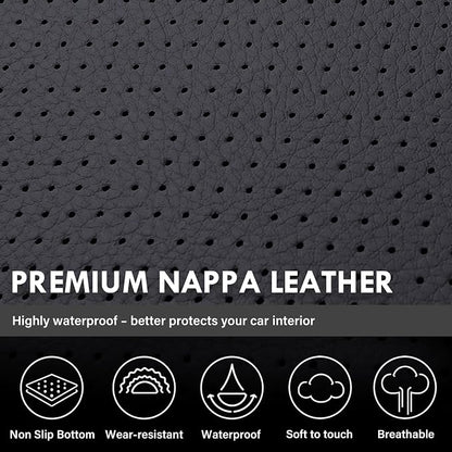 Coverado Chevy Silverado Seat Covers Full Set, Faux Leather Car Seat Covers Fit for 2014-2018 1500, 2015-2019 2500HD 3500HD Chevy Silverado GMC Sierra Crew Double Extended Cab(Blueline)