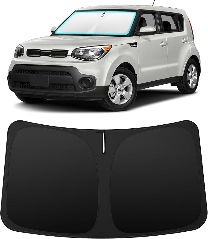 INSAUTO Custom Fit Windshield Sun Shade Accessories for Kia Soul 2014-2019, Foldable Front Window Sunshade, UV & Heat Reflector, Keeps Interior Cool, Includes Storage Bag