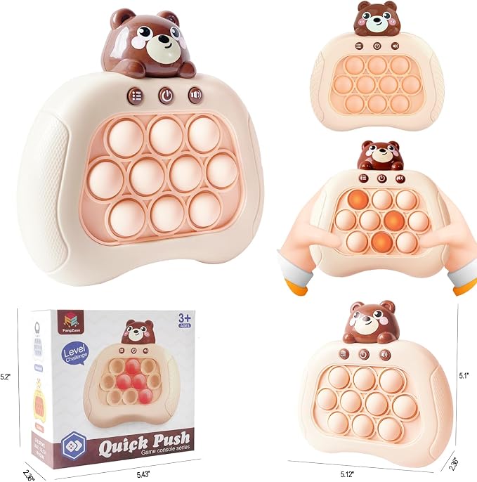 Intoypad Pop The Target! Handheld Speed Push Game Machine: A Fun Multiplayer Game for Family. Sensory Fidget Toy Christmas Toys Gifts for 6 7 8 9 10 11 12 Years Old Kids Road Trip Car Games Kids Bear