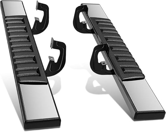 DNA Motoring 6.75" Wide Flat Running Boards Side Step Bars Compatible with 2007-2018 Chevy Silverado GMC Sierra 1500/2007-2019 Silverado Sierra 2500HD 3500HD 2-Dr Standard Cab,STEPB-A-0004