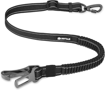 Joytale 3-in-1 Bungee Dog Seat Belt for Car, Safe & Distraction-Free Travel with Reinforced Swivel Carabiner, Shock Absorbing & Tangle-Free Nylon Tether for Medium Large Dogs, Black