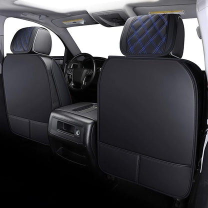 Aierxuan Seat Covers for 2007-2026 GMC Sierra Chevy Chevrolet Silverado 1500 2500HD 3500HD Trail Boss Z71 Crew Double Extended Cab Waterproof Leather Truck Pickup Cuchion(Full Set, Black-Blue)