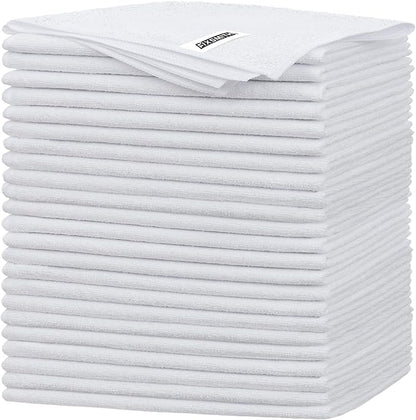 FIXSMITH White Microfiber Cleaning Cloth -Pack of 24, Highly Absorbent Cleaning Rags, 16"X12" All Purpose Cleaning Towels for Housekeeping, Kitchen, Car, Lint Free and Reusable Microfiber Towels