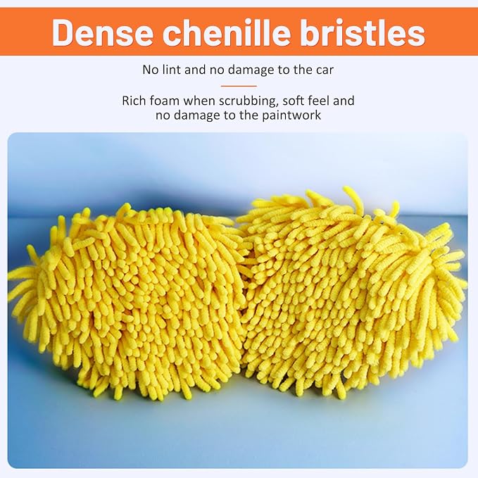 Sobotoo Car Wash Brush with Long Handle 50" Car Wash Brush Mop Cleaning Tool Chenille Microfiber RV Wash Mop Scratch-Free for Washing Detailing Cars Truck SUV RV Trailer Boat
