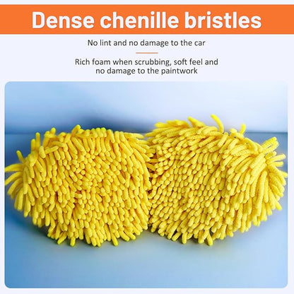 Sobotoo Car Wash Brush with Long Handle 50" Car Wash Brush Mop Cleaning Tool Chenille Microfiber RV Wash Mop Scratch-Free for Washing Detailing Cars Truck SUV RV Trailer Boat