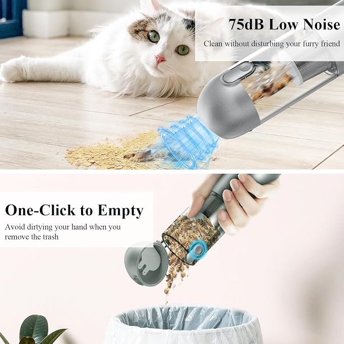 Handheld Vacuum Cordless - 17000Pa Car Vacuum Cleaner High Power with LED/SOS Light, 120W Mini Portable Rechargeable Vacuum Cleaner for Car Home Office Pet Hair