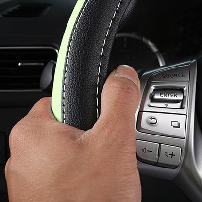 Leather Car Steering Wheel Cover, Non-Slip Car Wheel Cover Protector Breathable Microfiber Leather Universal Fit for Most Cars (Green)