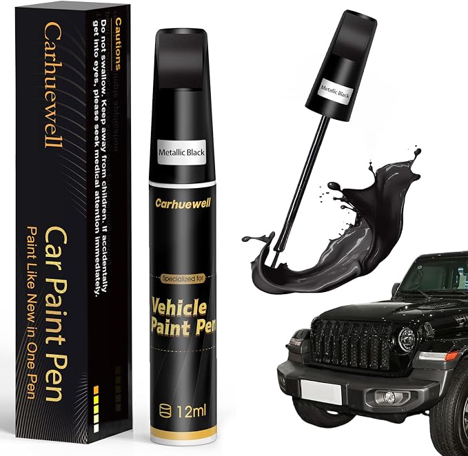 Black Touch Up Paint for Cars, Car Paint Touch Up Pen, Car Scratch Repair Pen Auto Scratches Remover Easy to Use and Quick Fix(Metallic Black)