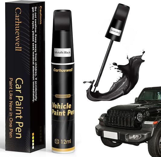 Black Touch Up Paint for Cars, Car Paint Touch Up Pen, Car Scratch Repair Pen Auto Scratches Remover Easy to Use and Quick Fix(Metallic Black)