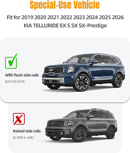 Aluminum Roof Rack Cross Bars Fit for 2019-2026 Kia Telluride S SX SX-P EX with Flush Side Rails, Aerodynamic Rooftop Cargo Carrier Luggage with Anti-Theft Lock (Except X-Line and X-Pro)