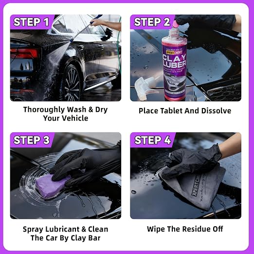 Car Clay Bars Auto Detailing 4 Pack 400g(4x100g) and Clay bar Lubricant Tablets 10 Pack(1pcs=16 oz) Clay bar kit, Spray Bottle and Microfiber Towel for Car Detailing