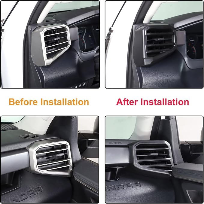 Aunginsy Center Console Side Air Conditioning Outlet Trim Cover Compatible with Toyota Tundra/Sequoia 2022-2025 2026, Car Dashboard Side A/C Wind Vent Panel Decorative Frame Protector ABS Accessories