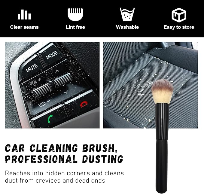 Ziciner Car Detailing Brush, Curved Soft Bristles Auto Removal Dust Collectors, Universal Vehicle Dashboard, Air Conditioner Vents etc Interior Cleaning Tool Accessory (Long-Beige)