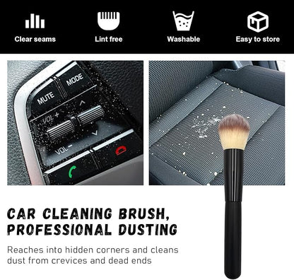 Ziciner Car Detailing Brush, Curved Soft Bristles Auto Removal Dust Collectors, Universal Vehicle Dashboard, Air Conditioner Vents etc Interior Cleaning Tool Accessory (Long-Beige)
