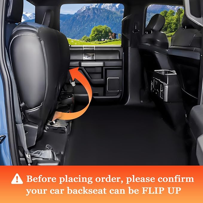 Mancro Dog Hammock for Truck with Flip Up Rear Seats, Waterproof Dog Back Seat Cover with Mesh Window Heavy Duty Back Seat Cover for Dogs, Compatible with F150, Chevy Silverado Matte Orange