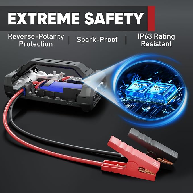 LOKITHOR JA300 Jump Starter with Air Compressor, 1500Amp 12V Portable Car Battery Booster Pack for Upto 7.0L Gas or 4.5L Diesel, 150 PSI Tire Inflator with Digital Screen, 24 Months Ultra-Long Standby