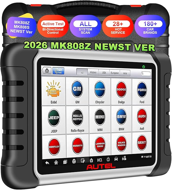 Autel Obd2 Scanner Diagnostic Tool MaxiCOM MK808Z: 2026 Bidirectional Scan Tool, 28+ Service, Active Tests Scanner for Car, All System OBD2 Diagnostics Car Scanner for DIY, Mechanic and Small Shops
