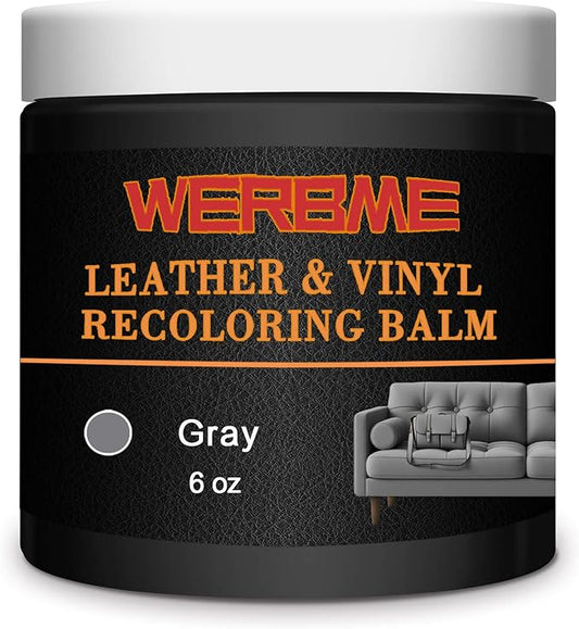 Leather Recoloring Balm - Leather & Vinyl Repair Balm for Furniture, Couches,Car Seats, Auto Interior & Accessories, Restores Faded, Worn, Scratched and Cracked Leather Surfaces (Gray)