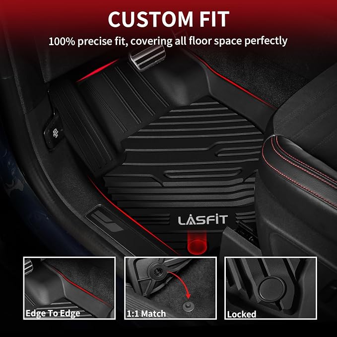 LASFIT Floor Mats for Ford Bronco Sport 2021-2026 Carpet Floor(Not for Rubberized Flooring) All Weather Protector Custom Fit TPE Car Liners, No Sliding, No Curling