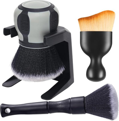 Curveball Detail Brush, Car Ultra Soft Bristles Detailing Brushes, 4PCS Professional Auto Cleaning Brush, Covers Large Area Inside or Outside Vehicles, Exterior Interior Brush- Gray