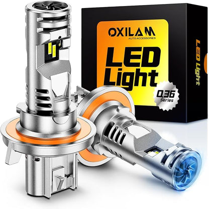 OXILAM H13 LED Bulbs, 10X Brighter 6500K Cool White, Anti-Flicker, 60,000Hrs Lifespan, 9008 LED Light Compatible with Cars Trucks SUVs, Pack of 2
