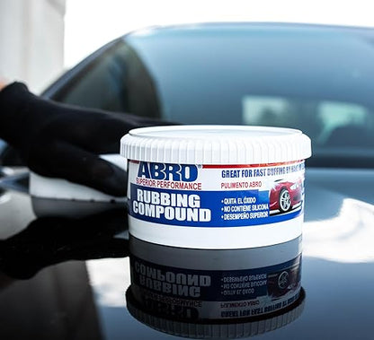 ABRO Rubbing Compound 10 oz — Fast-Cut Car Scratch Remover & Buffing Compound for Oxidized Paint, Scuffs, Swirl Marks, Dull Finish, Paint Correction & Auto Detailing