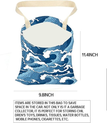 Car Garbage Can, Hanging Car Trash Can Bag for Back Seat Organizer, Cute Blue Sea