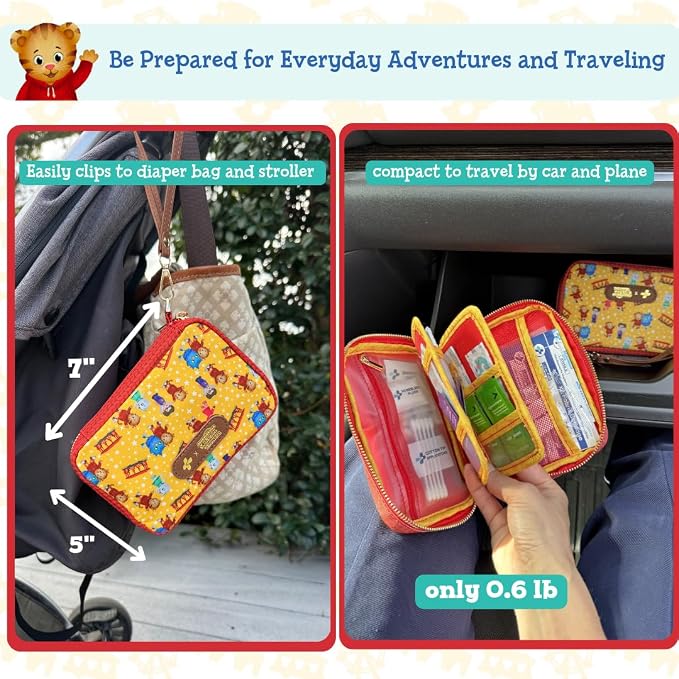 KeepGoing Daniel Tiger’s Travel First Aid Kit for Kids – 130 Pc. for Car, Home, Purse, Diaper Bag & Backpack with Latex-Free Bandages - Mini First Aid Kit Travel Size TSA-Approved
