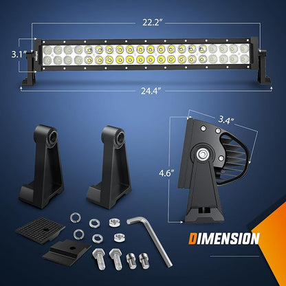 Nilight 22Inch 120W Spot Flood Combo Led Light Bar Off Road Driving Lights Boat Lights Fog Light 12V On/Off 5 Pin Rocker Switch Power 16AWG Wiring Harness Kit-1 Lead for Trucks,2 Years Warranty