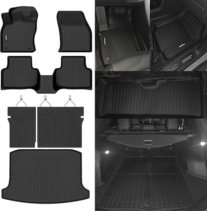 Floor Mats for VW Taos 2022-2026 FWD(Only Fit Cargo in Lower Deck Position), Trunk Mat and Backrest Mat All Weather TPE Protector for Volkswagen TAOS Accessories