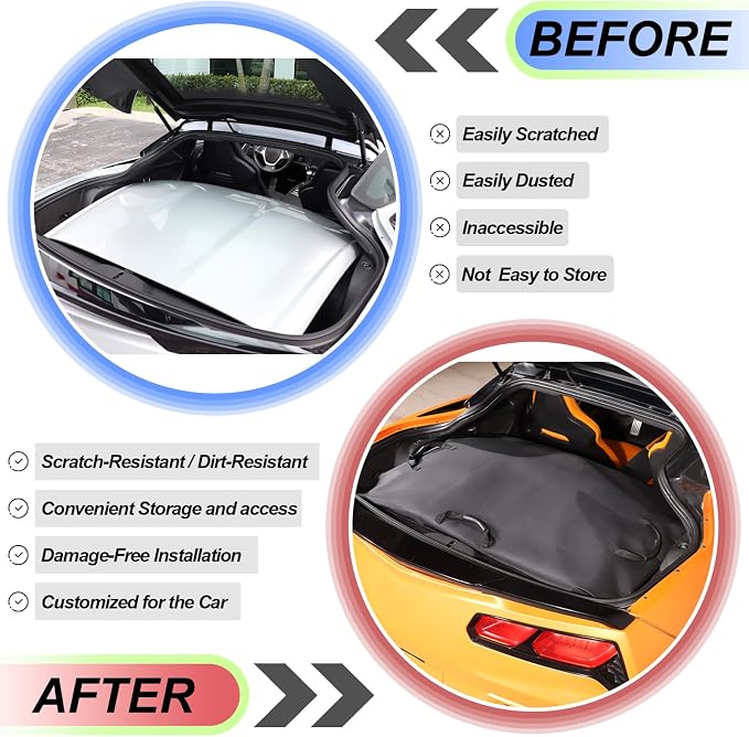 Targa Top Roof Panel Protection Storage Cover Bag for Chevrolet Corvette C7 2014 2015 2016 2017 2018 2019 Coupe, Removable Trunk Roof Panel Storage Bag, Hard Top Rooftop Organizer Accessories 23148691