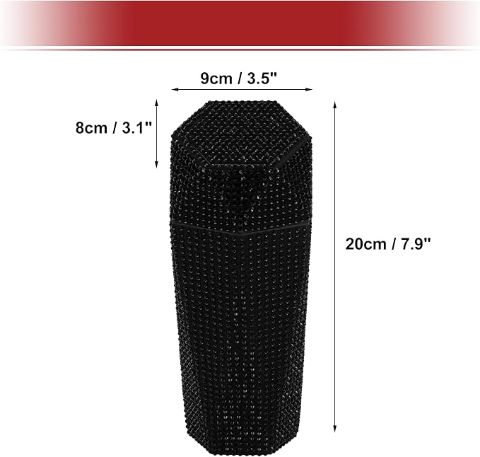 ACROPIX Car Trash Can Trash Bin Rhinestones Portable 3.5" Length 3.1" Width 7.9" Height Black Rhinestone Plastic