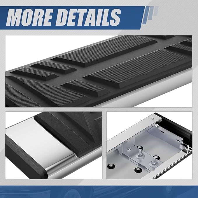 Auto Dynasty Running Boards Compatible with 2014-2019 Chevy Silverado GMC Sierra 1500 LD 2500HD 3500HD Standard Cab, Stainless Steel Side Step Rail Nerf Bars, 6.5" Step Bars, Polished