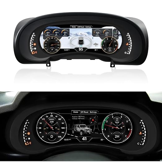 Digital Dash Instrument Cluster Display for Jeep Wrangler 2007-2010 Automotive Speedometers, 12.3 inch 2K IPS HD Resolution Plug&Play OTA Upgrade 2S Fast Boot Non-Destructive Installation