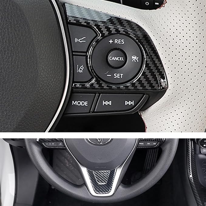 x xotic tech Set Carbon Fiber Style Interior Dashboard Instrument Air Vent Multifunction AC Switch Button Glove Box Handle Accessories Cover Trim Combo Kit, Compatible with Toyota Rav4 2019-2021